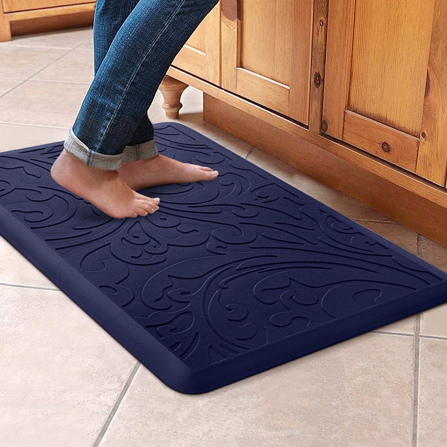 KMAT Kitchen Mat Cushioned Anti-Fatigue Floor Mat Waterproof Non-Slip Standing Ergonomic Comfort for Home,Office,Sink,Laundry,Desk 17.3" (W) x 60"(L),Grey