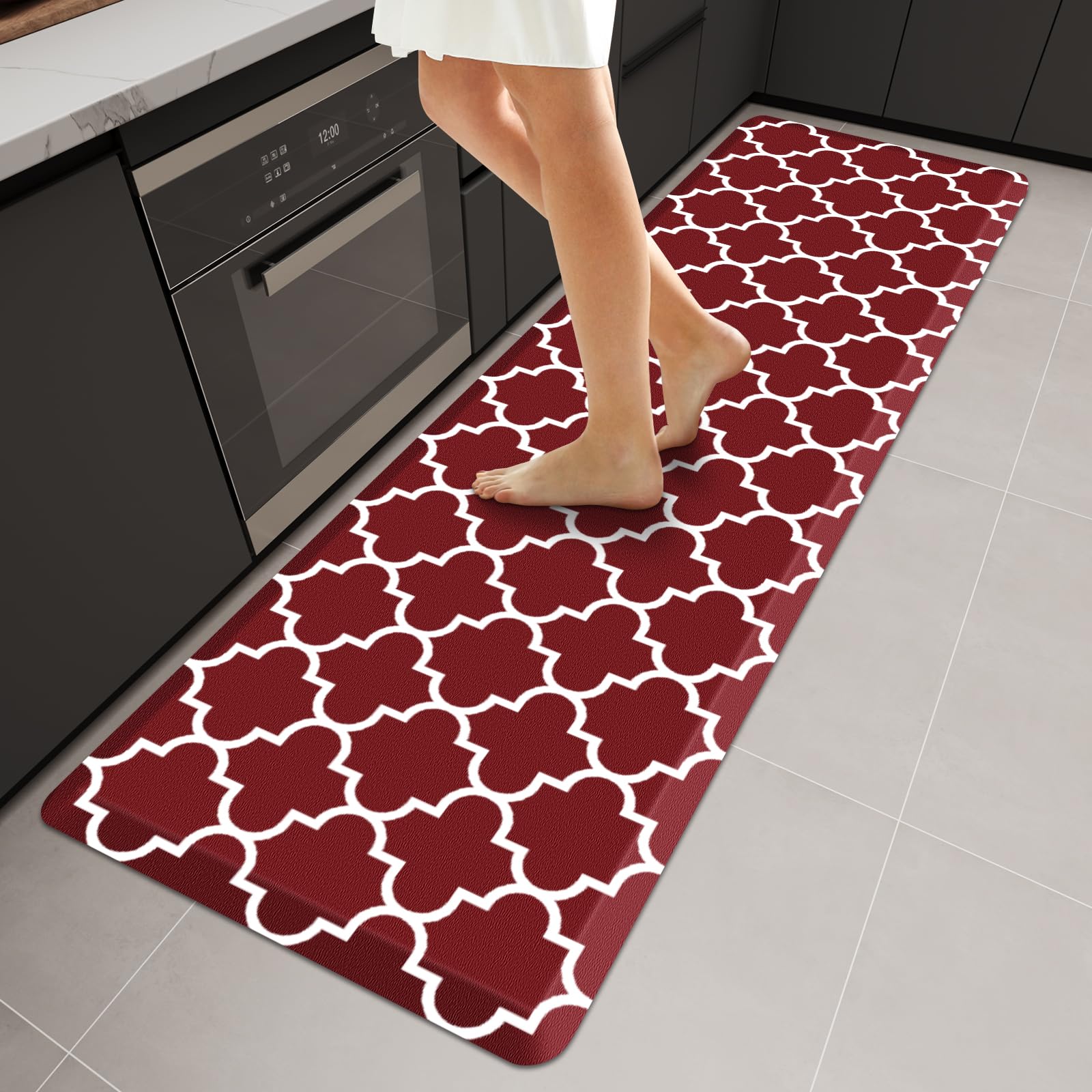 WISELIFE Anti Fatigue Floor Mat - 4/5 Inch Kitchen Mat Non Slip Waterproof Heavy Duty Ergonomic Comfort Mat Durable for Home, Office, Sink, Laundry,(17.3" x 28", Grey)