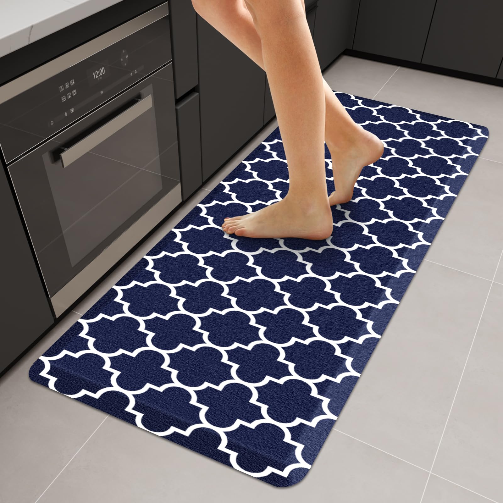 WISELIFE Anti Fatigue Floor Mat - 4/5 Inch Kitchen Mat Non Slip Waterproof Heavy Duty Ergonomic Comfort Mat Durable for Home, Office, Sink, Laundry,(17.3" x 28", Grey)