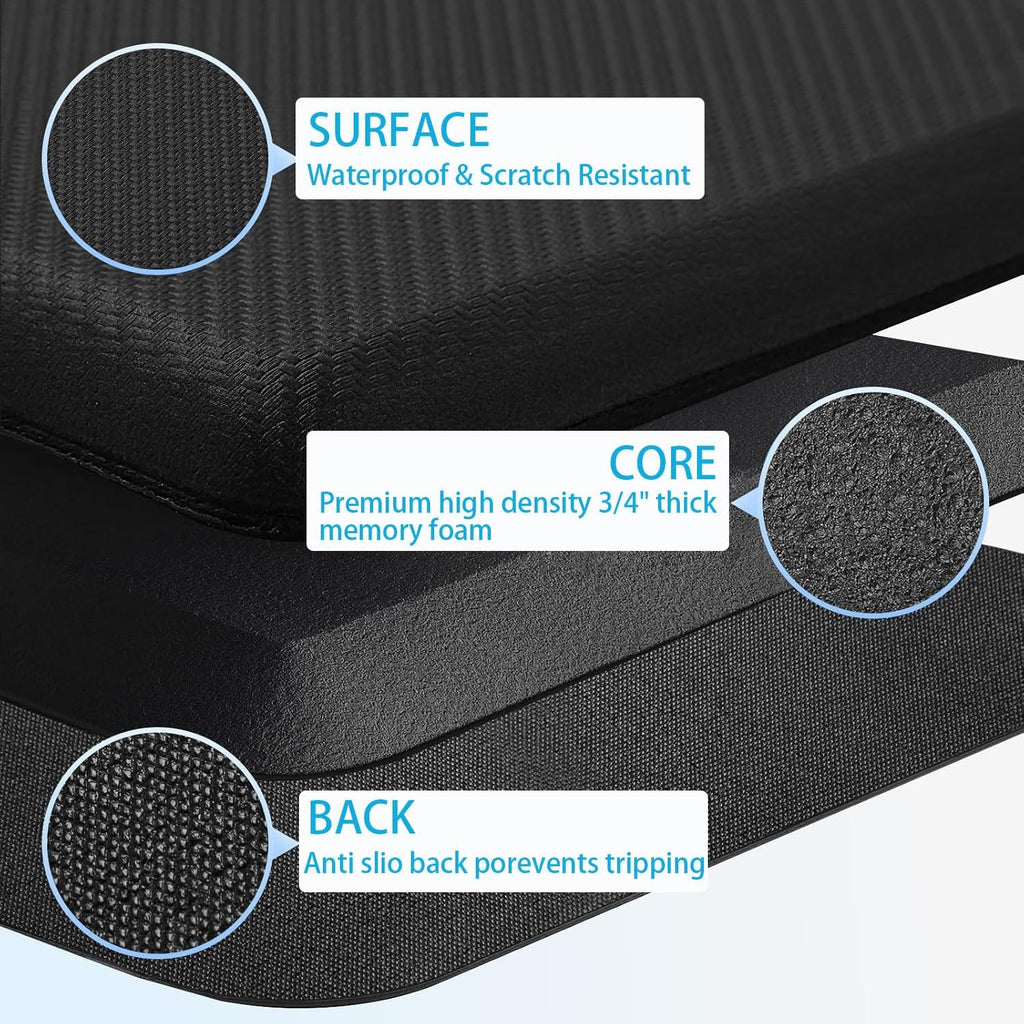 Artnice Kitchen Mats for Floor, 3/4 Inch Thick Anti Fatigue Mats for Kitchen Floor, Non-Slip Standing Desk Mat, Waterproof Cushioned Kitchen Rugs for Home, Office, Sink, Laundry (17.3" x 28")