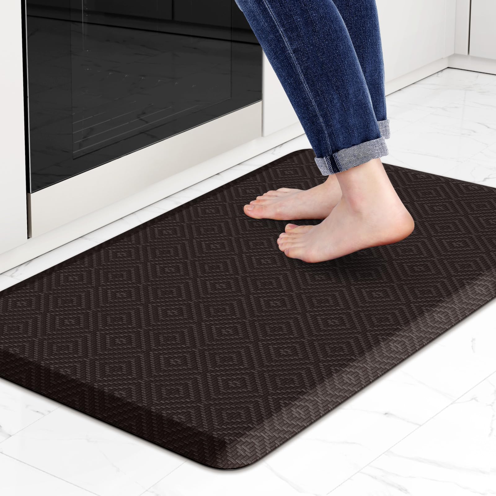Mattitude Kitchen Mat Cushioned Anti-Fatigue Floor Mat Water Resistant Non-Slip Mats and Rugs Standing and Comfort Desk Mats for House Sink Office Laundry (Beige, 17.3"x39")