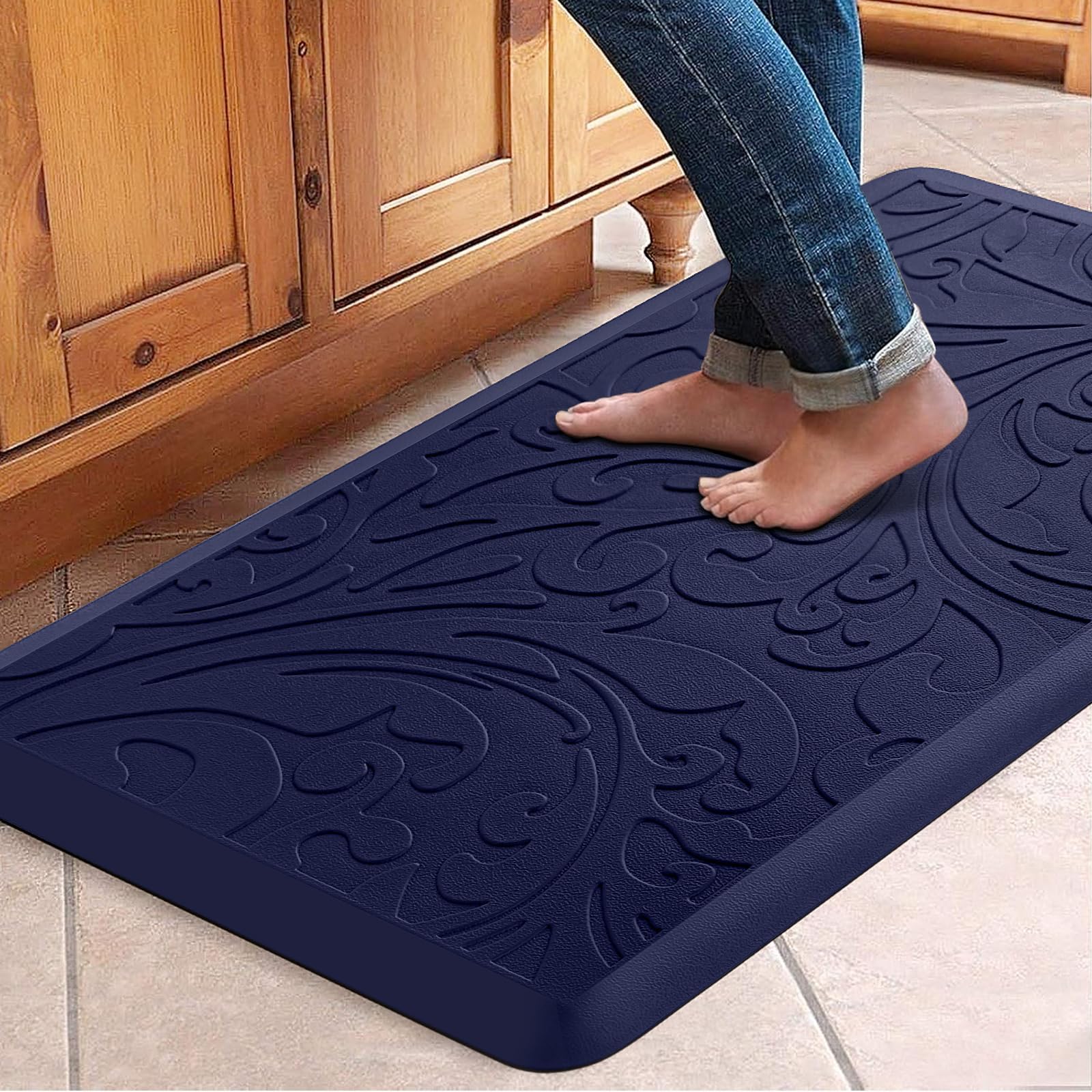 KMAT Kitchen Mat Cushioned Anti-Fatigue Floor Mat Waterproof Non-Slip Standing Ergonomic Comfort for Home,Office,Sink,Laundry,Desk 17.3" (W) x 60"(L),Grey