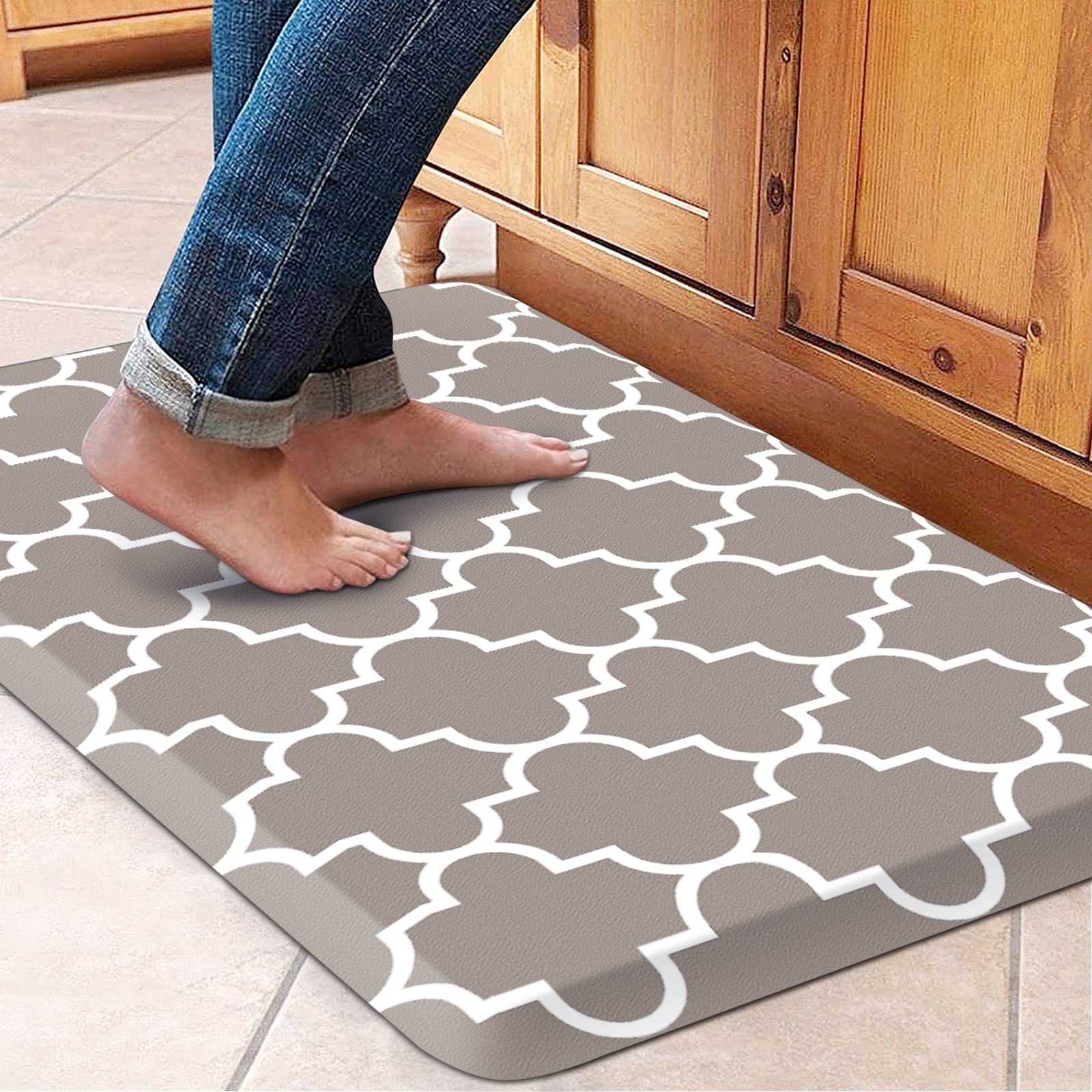 WISELIFE Anti Fatigue Floor Mat - 4/5 Inch Kitchen Mat Non Slip Waterproof Heavy Duty Ergonomic Comfort Mat Durable for Home, Office, Sink, Laundry,(17.3" x 28", Grey)