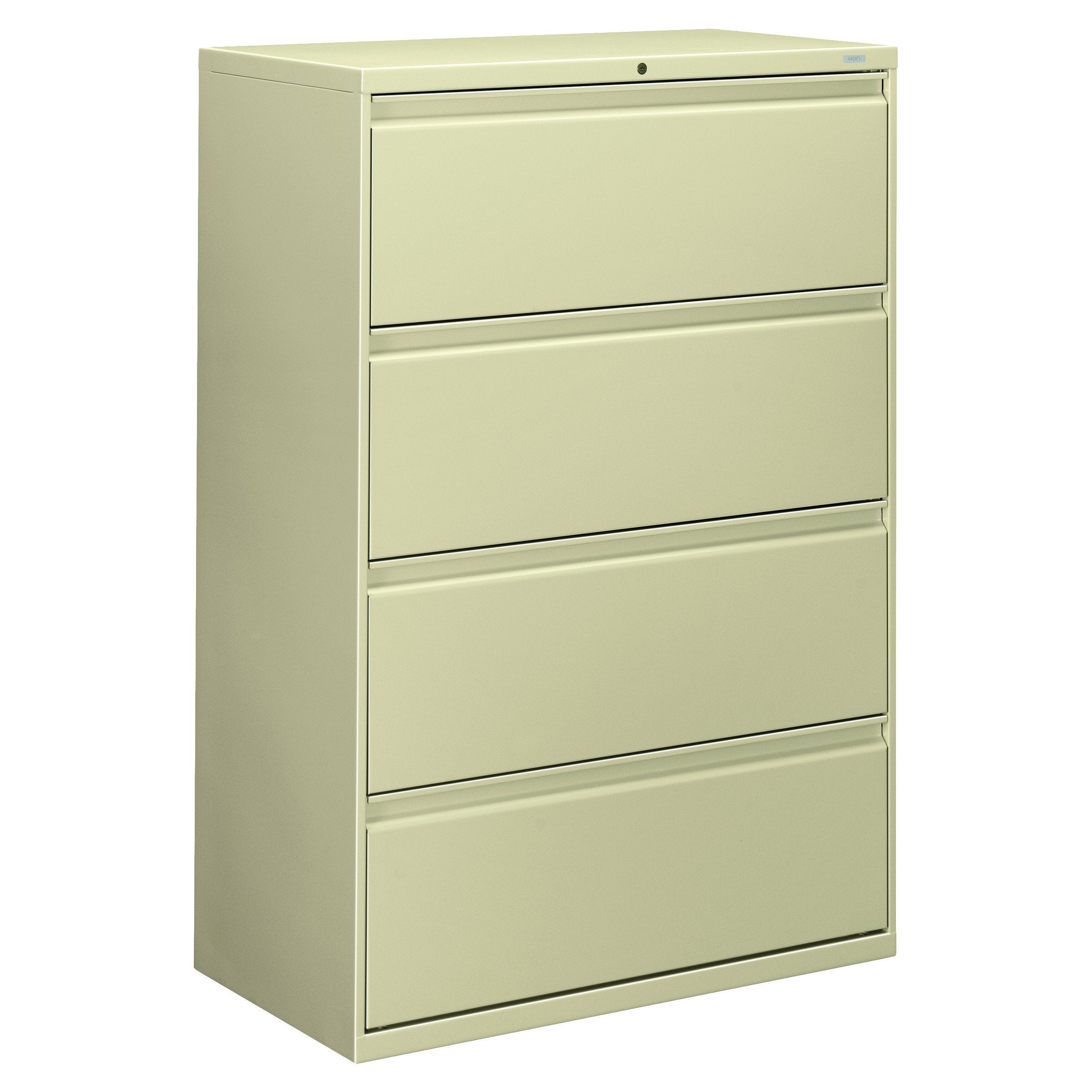 HON Brigade 800 Series Lateral File with 4 Drawers and Radius Pull, 42", Black