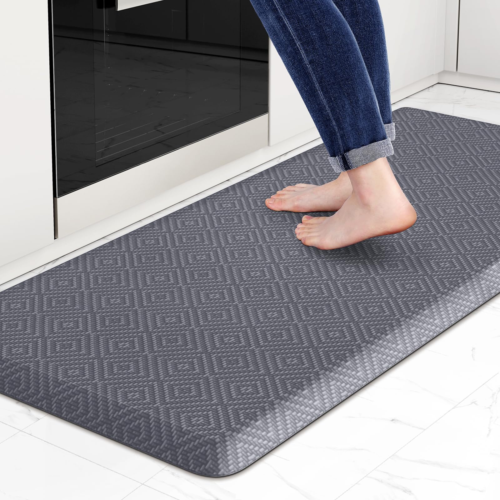 Mattitude Kitchen Mat Cushioned Anti-Fatigue Floor Mat Water Resistant Non-Slip Mats and Rugs Standing and Comfort Desk Mats for House Sink Office Laundry (Beige, 17.3"x39")