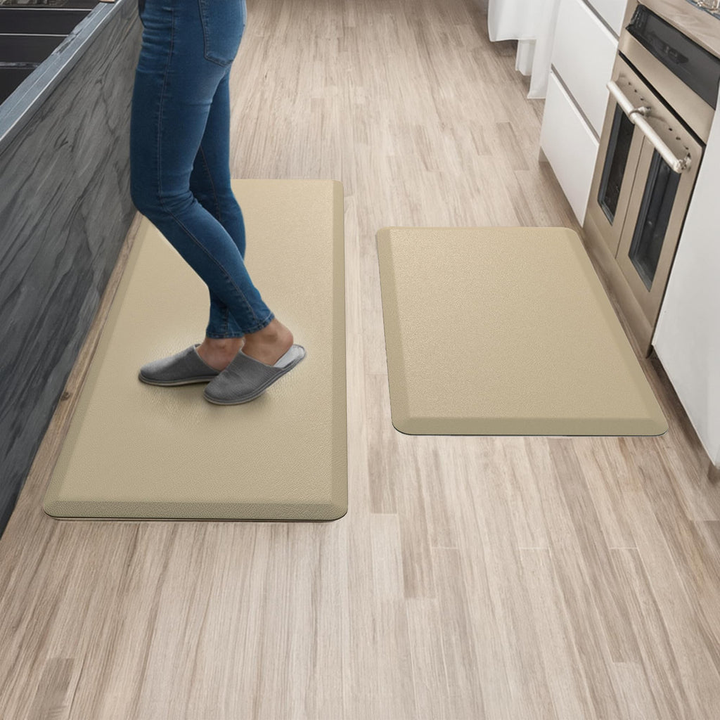 Anti Fatigue Kitchen Mats for Floor | Padded Kitchen Rugs | Non Slip, Cushioned Standing Desk Mat | Waterproof Floor Mat for Home and Office | 17.3" x 28" X 0.47", Black, 1-Pack | More Décor