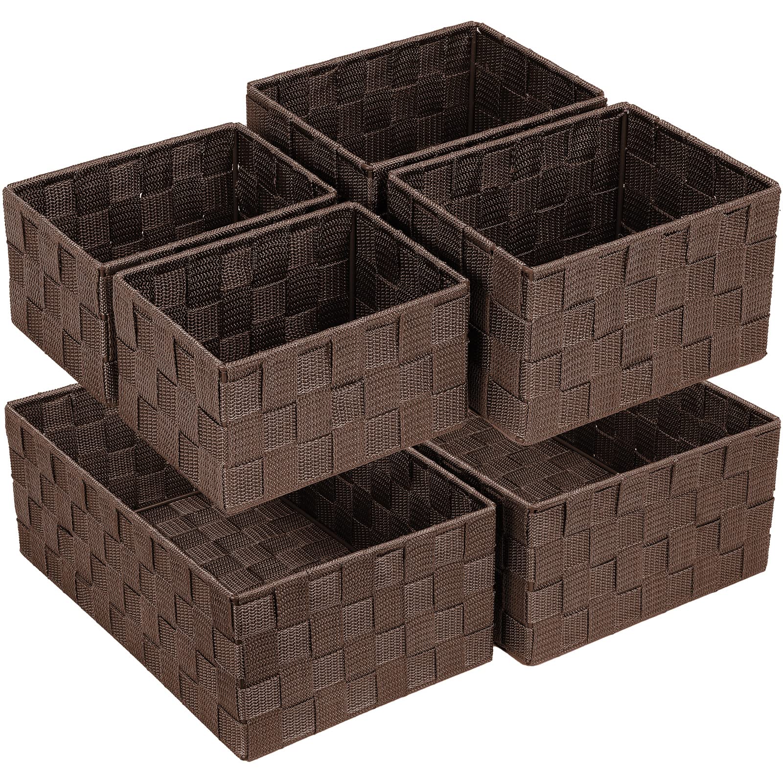 Posprica Small Black Baskets Cube Bin Container Tote,Woven Storage Baskets for Organizing Organizer Divider for Drawer, Closet, Shelf, Dresser, Set of 4